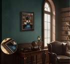 Vintage Dark Brown Framed Victoria Woman Reading Books Canvas Wall Art Dark A   