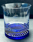     vtg Set 3 Hand-blown Clear Cobalt Blue Double Old Fashioned Glasses W weighted