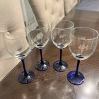 Vintage Set Of 4 Luminarc Cobalt Blue Stemware Wine Glasses 12oz