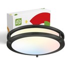  Led Round Flush Mount Light Fixture   20w 1550lm 3000k 12 Inch Black  1pk 