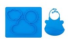 Silicone Non Slip Placemat Divided Food Plate Tray   Blue Bip Toddlers Kids Baby