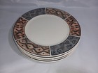 Vintage 4 Fossil 8833 Stoneware Ceramic Round Salad Plates Set - 7 5 8 