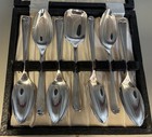 Six Vintage Sheffield Silver Plated Grapefruit Spoons Serrated  W orig Box