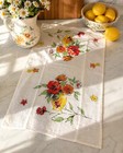 Vintage Linen Tea Towel Floral Vase Mid Century Kitchen Dish Towel Retro 1970s
