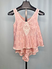 Vintage Camisole   Short Set Size Small Pink Tank Lace Sleep Solutions 90s Y2k
