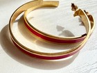Vintage Pink   Gold Large Hoop Earrings Retro 70s 80s Showa Era