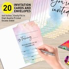 20 Pcs Watercolor Ombre Pastel Birthday Party Invitations Girl 4x6 Inch
