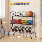 Basketball Rack  Rolling Sport Equipment Holder Ball Storage Cart For Basketball