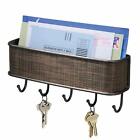 Key Holder Mail Rack Entryway Wall Mount Hooks Key Organizer Rack Letter Sorter