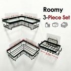 Rustproof Bathroom Organizer Rack With Hooks  3 Pack Adhesive No-drill Shelf 