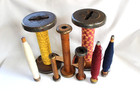Vintage Lot Of 8 Industrial Wooden Yarn Spools Thread Bobbins Wood Farmhouse