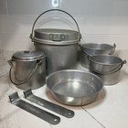 Vintage Round Aluminum Coal Miners Lunch Box Bucket Pail With Contents Rare Read