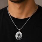 Silver St Saint Father Padre Pio Chain Necklace Pendant Medal Stigmata Rosary
