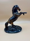 Bronze Finish Rearing Horse Statue Sculpture Marble Base 10    Tall Heavy 6 5 Lb