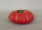 Old Vintage Hand Crafted Fabric Tomato Pin Cushion - Unusual Shape