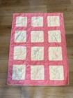 Vintage Handmade Cowboy Embroidered Baby Quilt Pink Western Crib Blanket