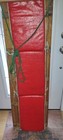 Vintage Oak Toboggan Wood 5  Foot Sled With Red Pad Cushion   Rope Winter Sport 
