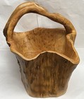 Burl Wood Maple Birdseye Basket Hand Carved Folk Art 13   x 10   x 11 5    Signed Con2