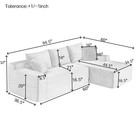 Erye 95  L-shaped Cloud Sectional Sofa  Modular Corduroy Boneless Couch With