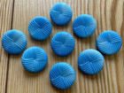 9 Matching Antique Vintage Blue Glass Buttons - 7 8   