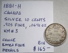 1881-h Canada Silver 10 Cents  925 Chxf Details Coin Ar33