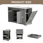 Kitchen Island Wood Storage Cabinet Island Table W  Tilt-out Trash Can   Drawer