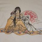 Vintage Native American Indian Woman Wolf T-shirt Men s Size L Single Stitch