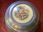 Vintage Victorian  Vanity Powder Music Trinket Box Musical Aluminum Works