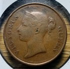 1845 One Cent Straits Settlements British East India Company - Actual Coin Inf62