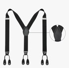 Kajeer Men Button Suspenders Adjustable  Heavy Duty Y-back Elastic Black Nip