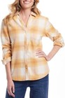 Weatherproof Vintage Women s Comfort Stretch Flannel Shirt  Yellow  Size Xl