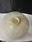 Antique Art Deco Milk Glass Torchiere Lamp Shade 16    - Floral Pattern Beige Tone
