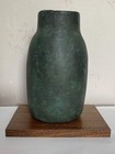 Nishi Daiyusaku Antique Cast Metal Vase Art Ornament 21 3cm With Wood Base