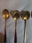Set Of 6 Antique Sterling Silver And Enamel Demitasse Spoons Thune Norway