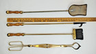 Vintage Oak Wood   Brass Companion Fireplace Tools Set Mcm 4 Px W stand Unique