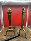 Vintage Pair Federal Fireplace Andirons Fire Dogs  Brass   Cast Iron