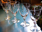Vtg Set 4 Tiffin Franciscan  always  Water Goblets Cut Leaves Fancy Stem 10 Oz