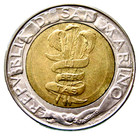 San Marino 1995 500 Lire  Fao 50th Anniversary  Bi-metallic Km  330