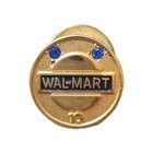 Wal-mart 10 Year Employee Service Award Lapel Pin 1 20 12k Gold 2 Blue Stones