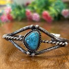 Vintage Native American Turquoise Bracelet Sterling Silver Navajo Old Pawn