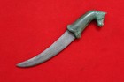 Old Vintage Indo-persian Mughal Islamic Jade Gold Damascus Horse Dagger Khanjar