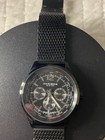 Akribos Xxiv Dual Time Chronograph Watch Black Dial And Stainless  Steel Band