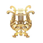Unmarked Magazine Rack 11 x8 x6  Heavy Gold Tone Metal Lyre Harp Mid Century Vtg