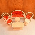 Vintage Dollhouse Wood Furniture Lot Bed Sofa Chairs Tables Stools Cushions