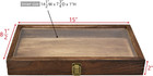 Natural Wood Tempered Glass Top Jewelry Display Case Accessories Storage Box Wit