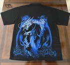 Vintage C-two Blue Dragon   Flames Short Sleeve Double Sided Button Up Mens Xl