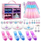 Girls Princess Dress Up Set With Jewelry  Role Play Toys For Ages 3-6  Birthday