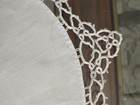 Set Of 2 Vintage Linen Doilies W  Tatting Trim In Light Ivory 10    15 