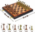 Vintage Elegant Metal Chess Set - Wooden Chess Board With Metal Chess Pieces