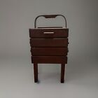 Vintage Romanian Handmade Wooden Accordion Box Sewing Chest